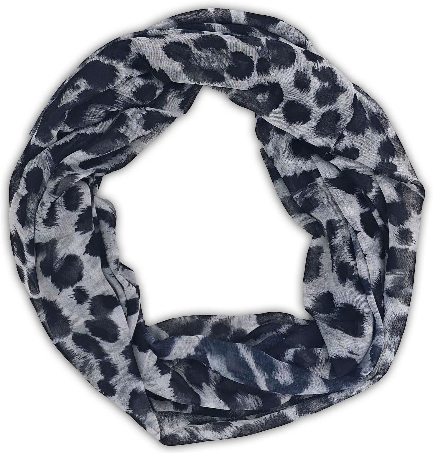 Loop STYLEBREAKER "Loop Schal mit Leoparden Muster", Damen, grau (grau, schwarz), Obermaterial: 100% Viskose CV., Modisch, Modetücher Loop