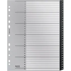 Esselte, Ordner Zubehör, Zeigebuchregister Leitz Recycle 1215 A4+, PP, klimaneutral, 1-31, schwarz