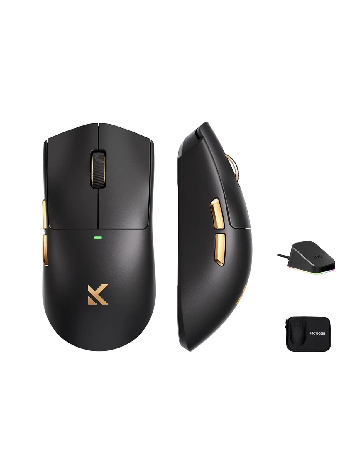 MCHOSE K7 Ultra Lightweight Wireless (Black Gold) - Gaming Maus (Schwarz)