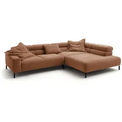 KAWOLA Sofa DELIA Ecksofa Cord rost Recamiere rechts