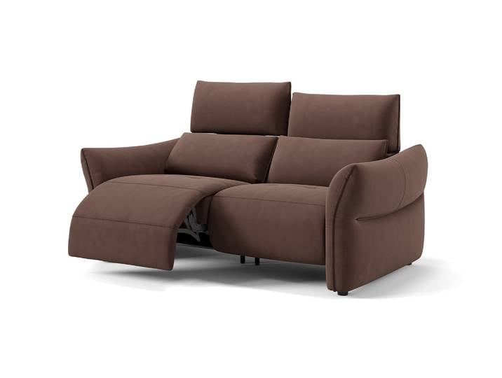 Stoff Sofa PERUGIA 2-Sitzer Elektrische Relaxgarnitur Funktionscouch Couch