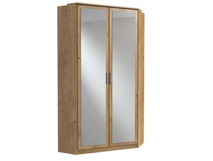 freiraum Eckkleiderschrank Click Plankeneiche / Spiegel - 95x198x95 (BxHxT)