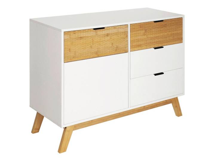 Kommode Pisa Weiß/Naturfarben B: 100 cm