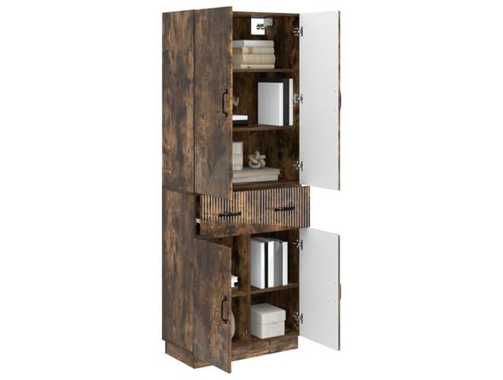 KTHLBRH Schrank-Set 2 Stück Eiche Rauchholz Engineered 4 Regale, 4 Türen, 1 Schublade, großer Stauraum, Montage erforderlich