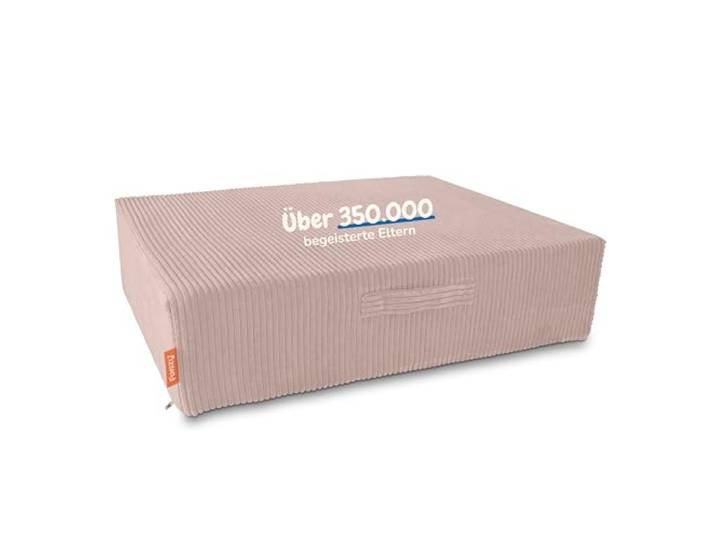 Funzy Hüpfpolster für Kinder – Hüpfmatratze mit Taschenfederkern, Sicherer & leiser Hüpfspaß, Cord-Bezug, Waschbar & Schadstofffrei, Für Motorik und Bewegung, Cord Kirschblüte Rosa, 85x65x21 cm