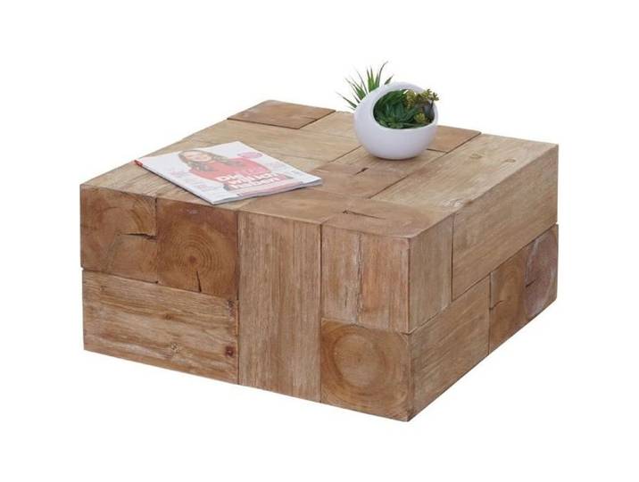 MCW Table basse de salon MCW-A15 bois de sapin rustique massif 30x60x60cm