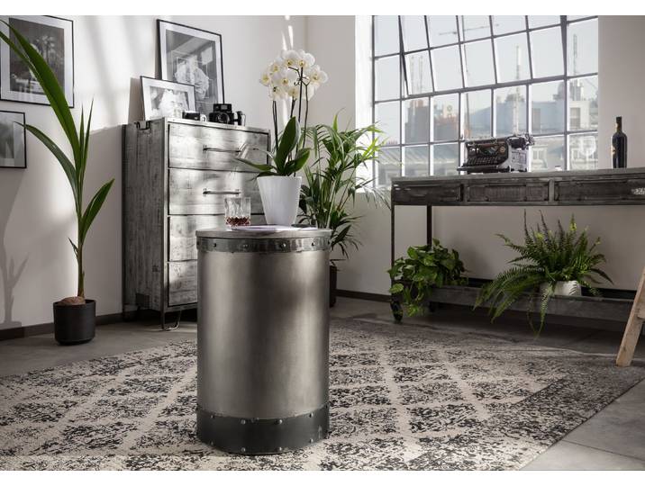 Beistelltisch Mango 42x42x64 grau lackiert HEAVY INDUSTRY #159
