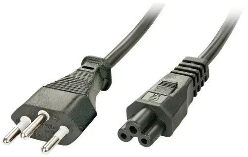 LINDY Strom Anschlusskabel [1x Schweiz-Stecker - 1x Kleeblatt-Buchse C5] 2.00m Schwarz
