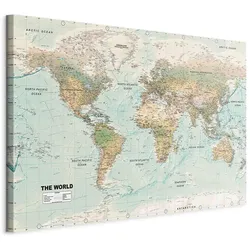 Leinwandbild World Map Beige/Mintgrün