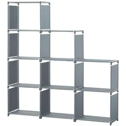 Herzberg Home & Living, Kinderregal, Treppenregal mit 9 Fächern, 125 x 125 x 26 cm, schwarz (125 x 26 x 125 cm)