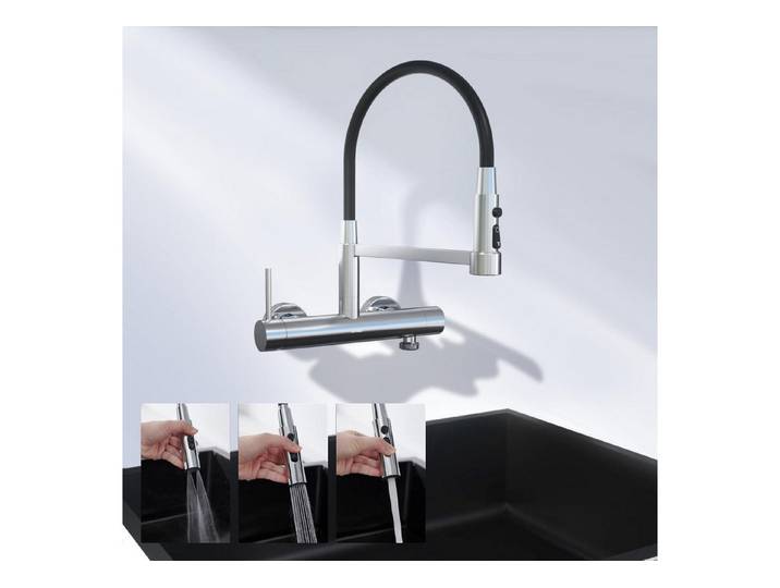 LuxusKollektion Küchenarmatur Wasserhahn Küche Wandmontage Dreiviertelzoll Anschluss Silber