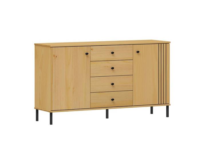 Main Möbel Sideboard Sideboard 140x80cm Kiefer massiv eichefarbig & schwarz