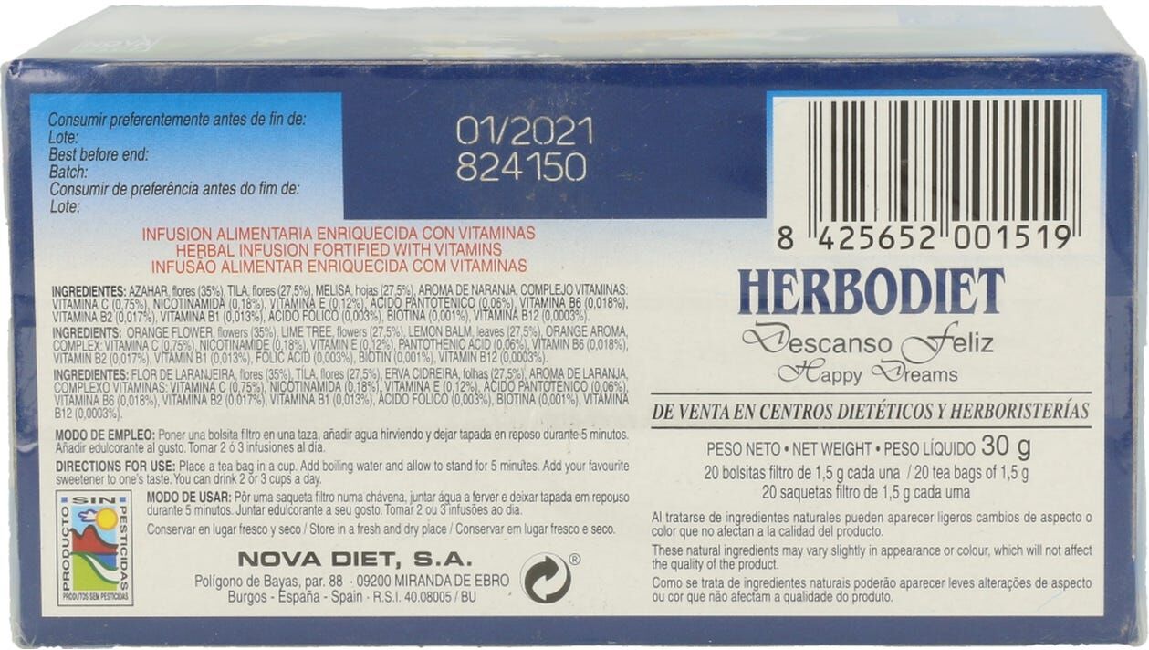 NOVADIET Herbodiet Descanso Feliz 20filtros