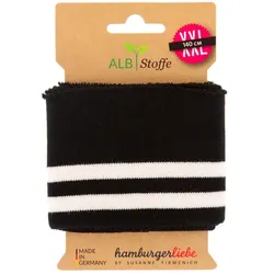 Albstoffe Bio-Strickbündchen "Cuff Me College", schwarz/ecru, 1,4 m