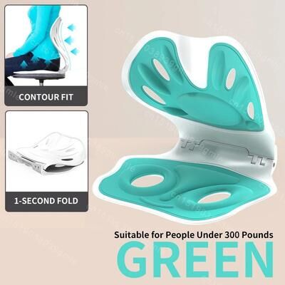 Uplift Picks Foldable Lumbar Back Support Cushion Ergonomic Chair Waist Support Pillow green