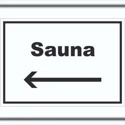 HB-Druck Sauna Aufkleber mit Text und Richtungspfeil links Erholung Entspannung waagerecht A2 (420x594mm)