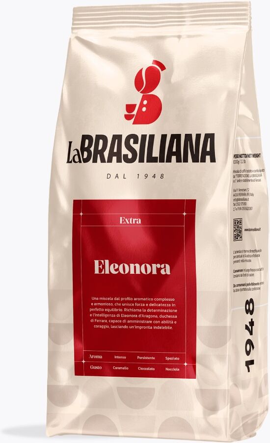 La Brasiliana Eleonora Espresso Kaffee   1 kg   Ganze Bohne   Aromatischer Röstkaffee für Vollautomaten & Siebträger   Italienische Röstkunst