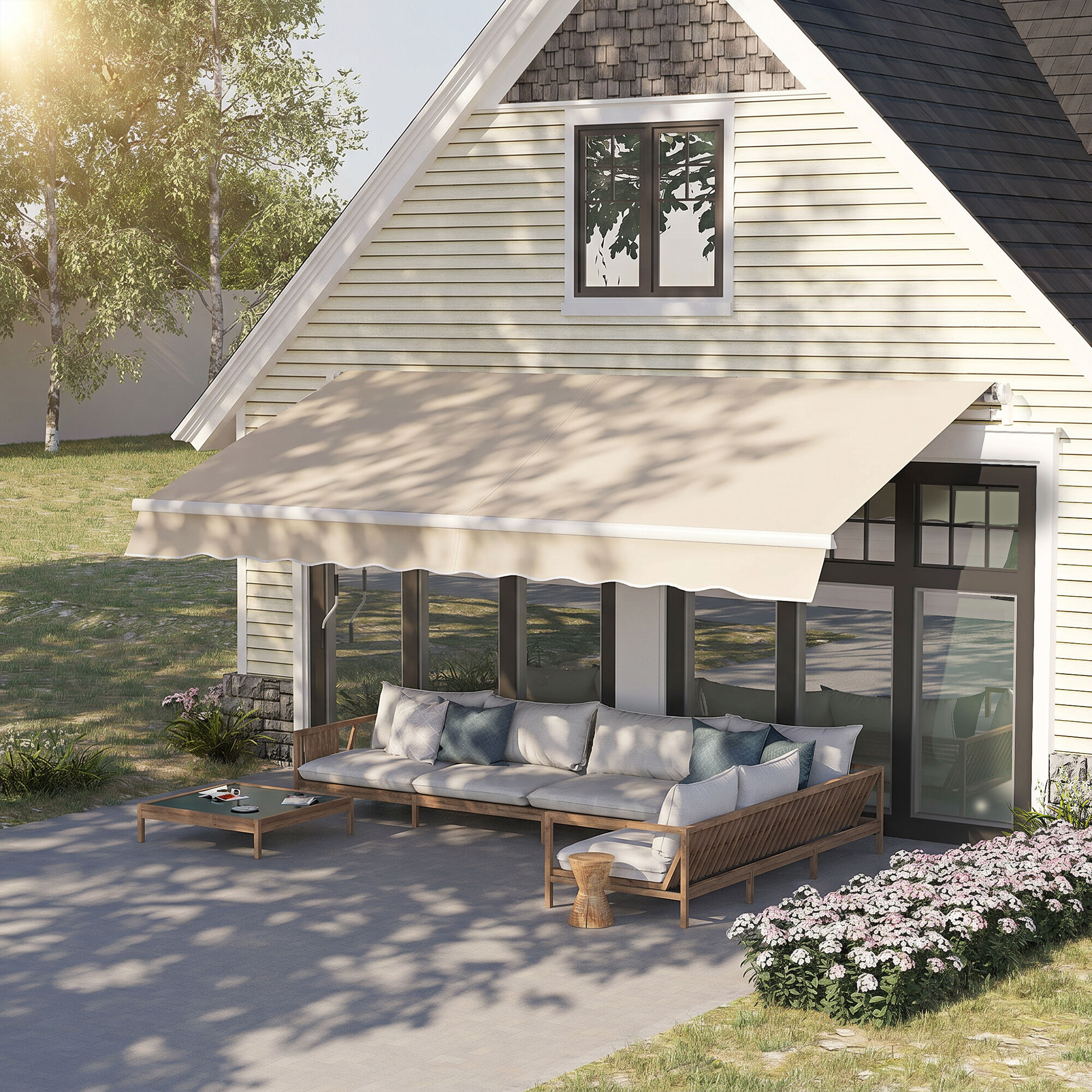 Altro Tenda Da Sole A Bracci Per Esterno Con Manovella, Metallo E Poliestere, 3x2.5m Beige