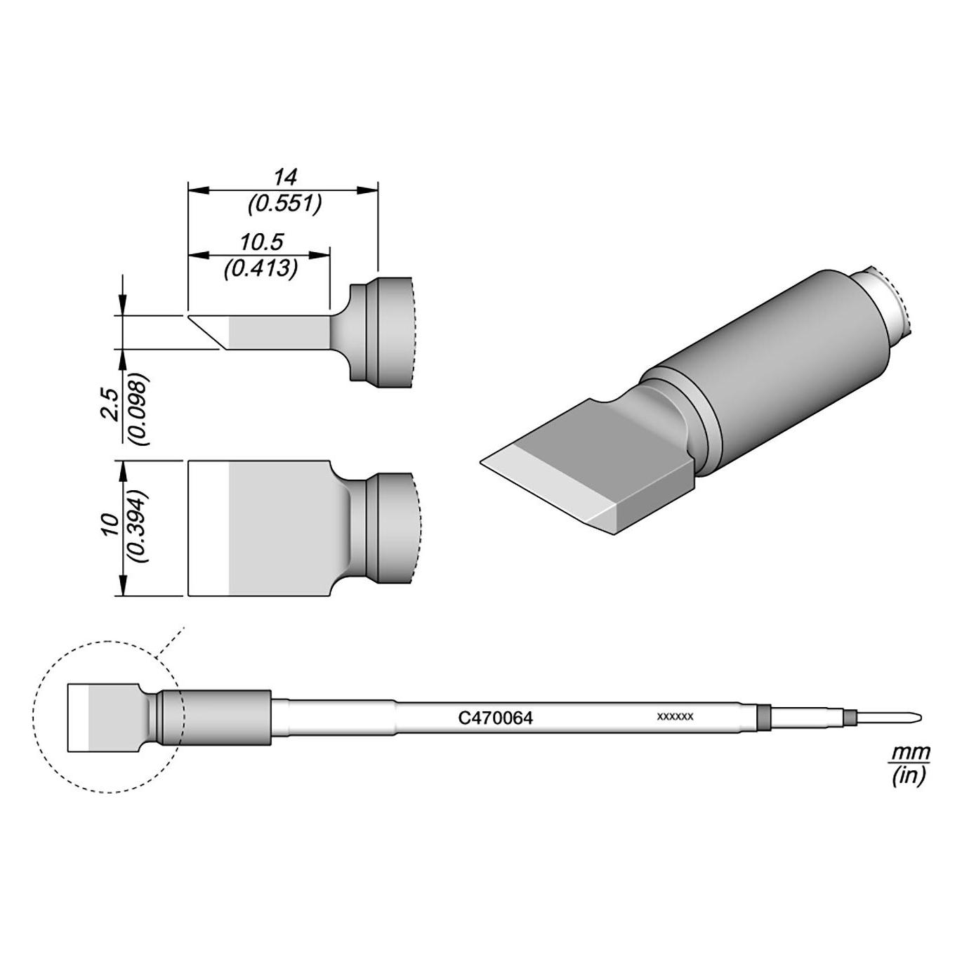 JBC Lötspitze messerförmig, Breite 10 mm, C470064 (Lötspitze) (C470064)