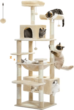 Inspire Picks Deluxe Multi Level Cat Tree Tower With Hammock, Condo & Scratching Posts amt0204bk