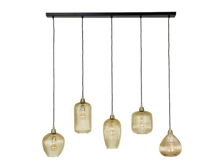 Liadomo Pendelleuchte Smoky, Dekorschirme aus Glas, für Esstische - Glas-Dekor (geriffelt) Skandinavisch, Vintage