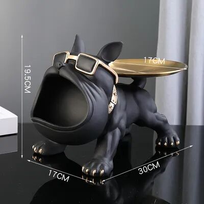 Smart Shopping Spot Resin Bulldog Figurine Dog Statue Storage Box   Decorative Animal Ornament For Home Decor black