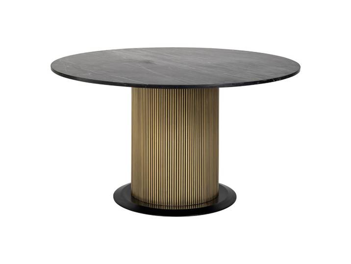 Esstisch Ironville Ø140 cm, schwarze Marmorplatte, goldenes Gestell