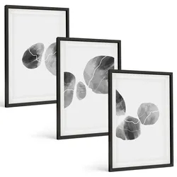 BILDER SET 3er Set - 40x60 cm Schwarzer Rahmen - Abstrakte Kunst, Farbspritzer