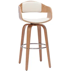 Design-Barhocker drehbar weiß und helles Holz H67.5 cm GAO