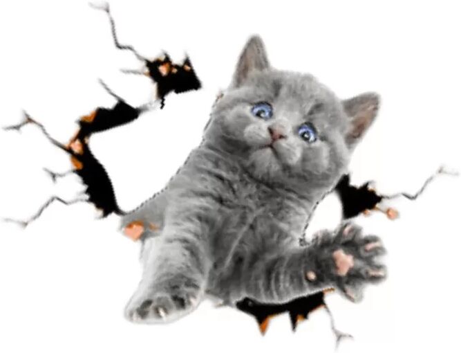 INF Kreativer Auto 3D Aufkleber Große Graue Katze (2er-Pack) - Niedliche Cartoon Tier Autoaufkleber