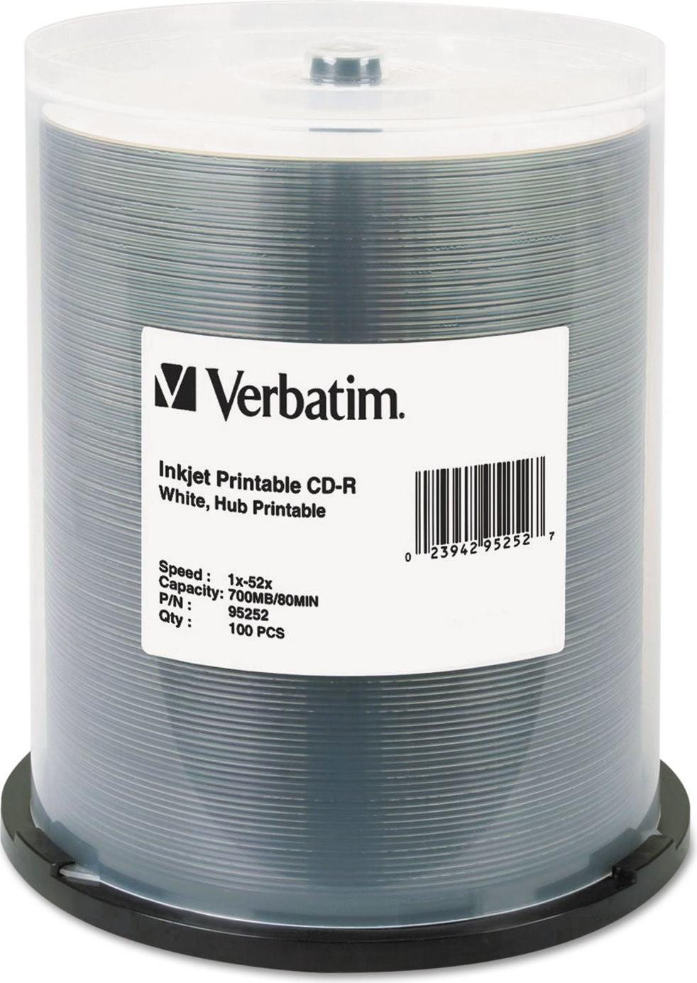 Verbatim CD-R 700MB 52x wit, verpakking van 100 stuks