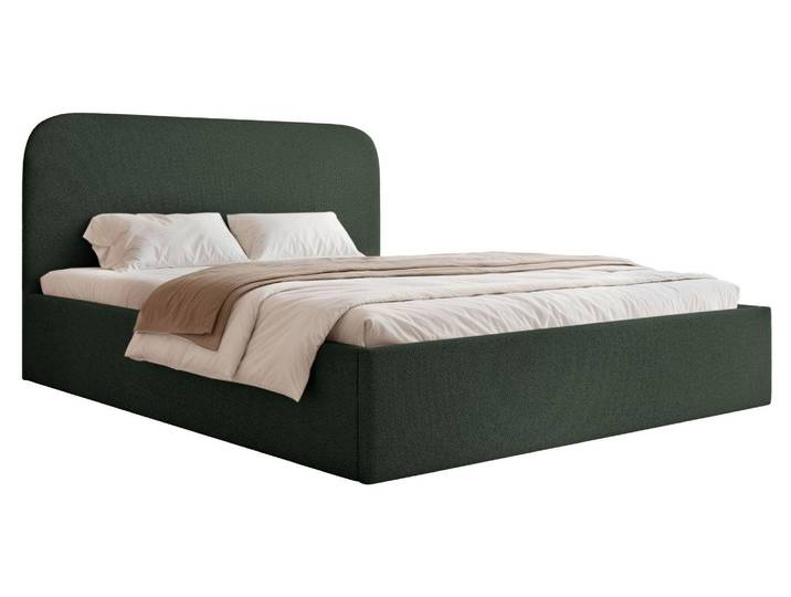 Selsey Sonvivo - Lit capitonné 160x200 avec sommier\, chenille\, vert foncé