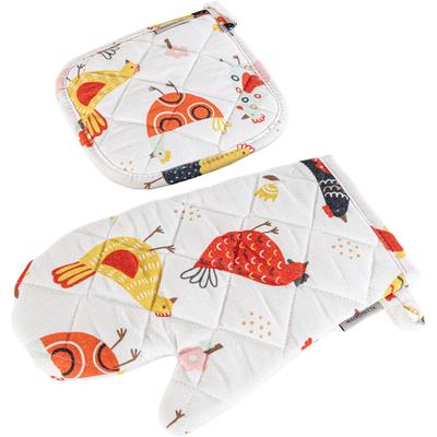 Topflappen EGERIA "Küchen Set Chick", bunt (weiß), B:20cm L:20cm, Obermaterial: 100% Baumwolle, Topflappen