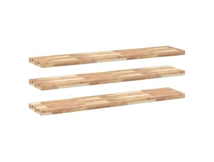 PUGYNBK Schwebende Regale, 3 Stück, Akazienholz, 140 x 30 x 4 cm Unbehandelt, personalisierbar, für Wohnzimmer, Küche oder Bad, platzsparend