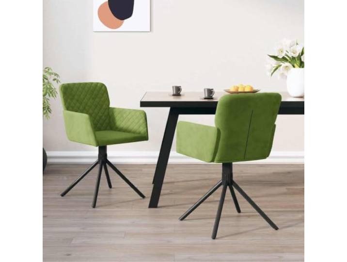 Drehbare Esszimmerstühle 2er-Set Hellgrün Samt mit Metallrahmen 360 Grad Samtbezug, 360 Grad drehbar, Metall-Sperrholzrahmen, Armlehnen, 110 kg Belastbarkeit