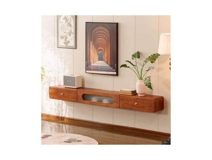 Vfs8dQ5kt Medieneinheit Wandmontierter TV-Schrank – schwebender TV-Ständer mit Tür(120x24x20cm)