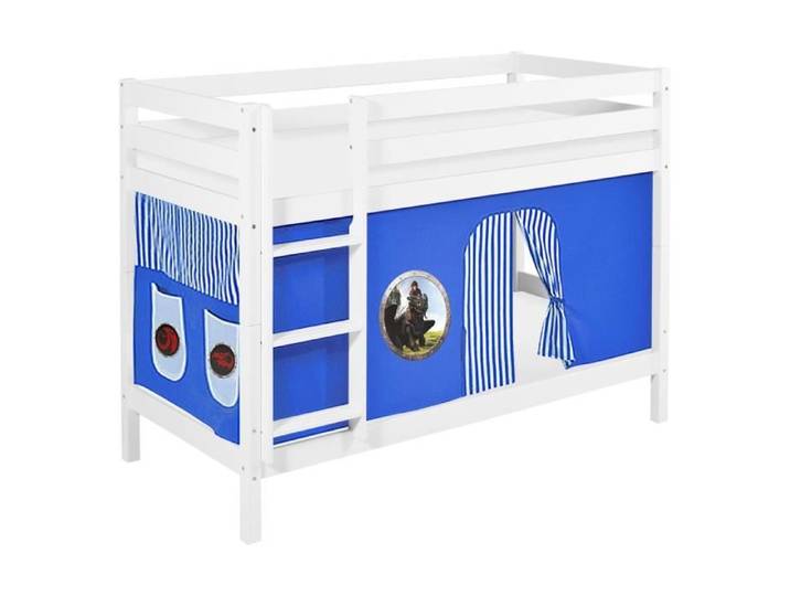 Lit superposés JELLE 90x190 cm Dragons bleu - LILOKIDS - blanc laqué - Disney accessoires