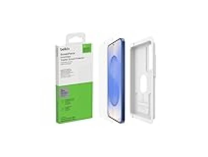 Belkin ScreenForce InvisiGlass Protection d'écran pour Samsung Galaxy S25+ et S24+ (protection antirayure, antimicrobienne, support alignement facile fourni, pose sans bulle d'air, verre recyclé)