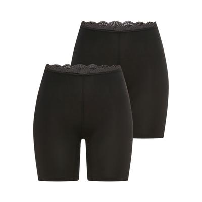 Lange Unterhose YSABEL MORA "BASIC COLLECTION COTTON WITH LACE", Damen, Gr. XL, schwarz, Jersey, Obermaterial: 95% Baumwolle, 5% Elasthan, unifarben, eng, Unterhosen Lange Unterhose, angenehm weich, Passform gegen Reibung