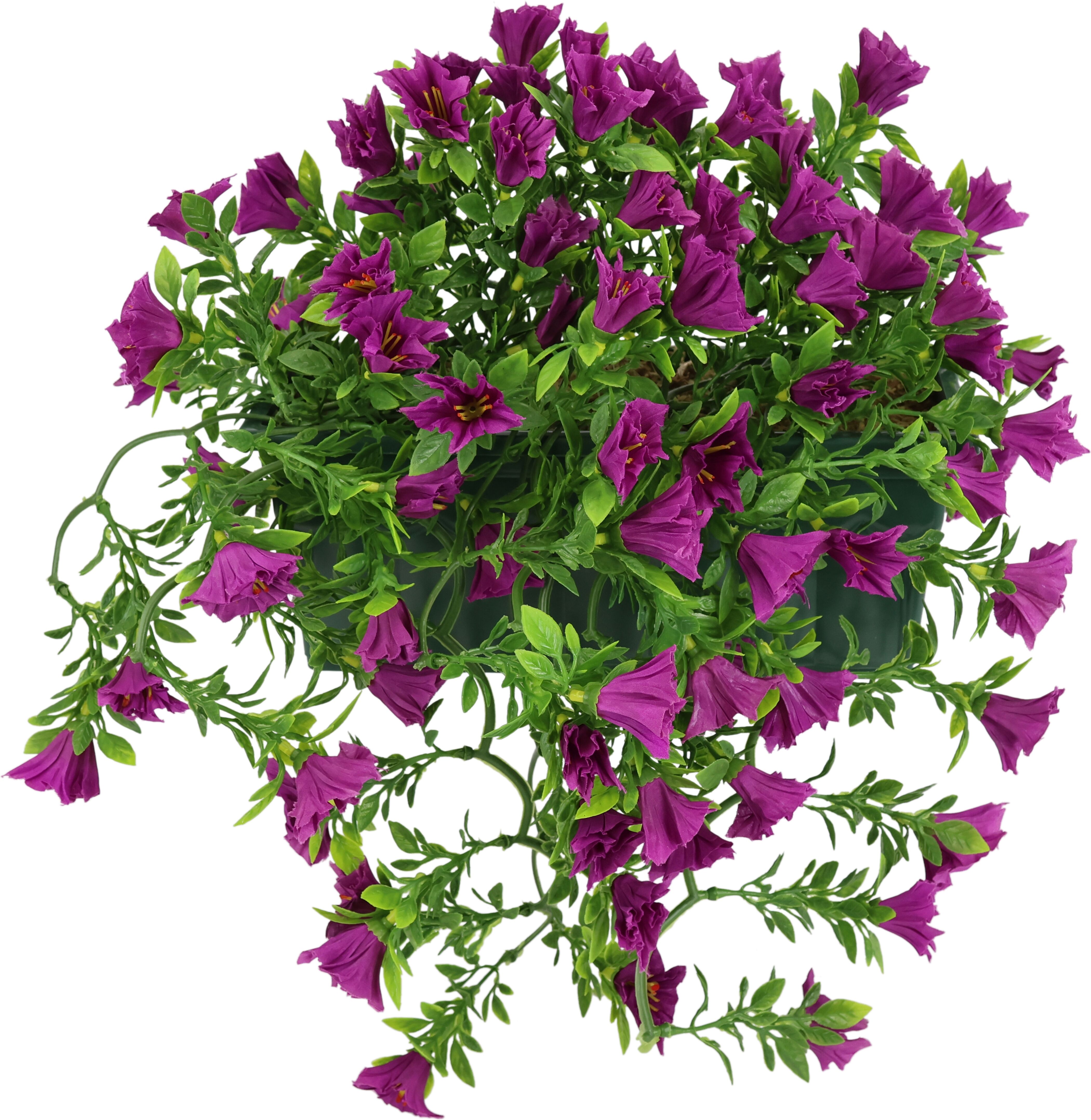 Kunstblume I.GE.A. "Petunienhänger im Kasten 35cm Petunien Pflanze mit Blüten Künstlich", lila (lavender), B:32cm H:35cm T:22cm, Obermaterial: 90% Polyester, 10% sonstige Fasern, Kunstpflanzen, Blume Seidenblume Sommerblüher Seidenblume Kunstpflanzen Petu