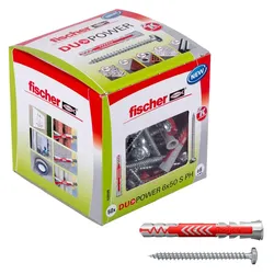 fischer DuoPower 6x50 S PH Dübel mit Schrauben 6 x 50 mm, 50 Stück