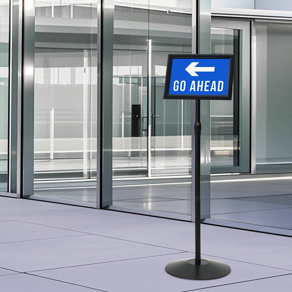 vidaXL Stand de Poster sur Pied a4 PVC et Acier Noir
