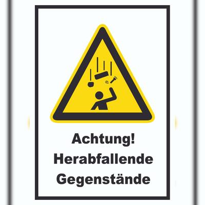 HB-Druck Achtung Herabfallende Gegenstände A1 Rückseite selbstklebend Schild
