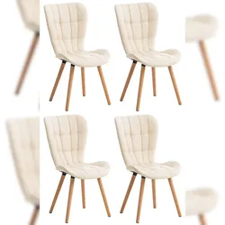 Décoshop26 - Set aus 4 Esszimmerstühlen mit hohen Rückenlehnen Ziernähten und cremefarbenen PVC-Sitzflächen 10_0007577