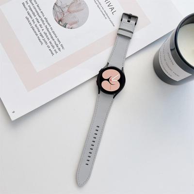 Everyday Crate Samsung Galaxy Watch4 Leather Strap Double Sided Adjustable Replacement Watch Band grey