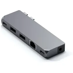 Satechi Dual USB-C Pro Hub Mini (USB-C, 5 Ports), Dockingstation + USB Hub, Grau