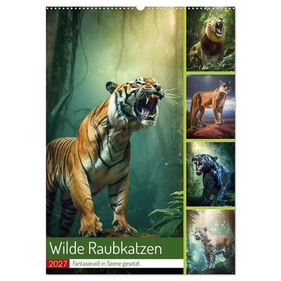 Wilde Raubkatzen (Wandkalender 2027 DIN A2 hoch), CALVENDO Monatskalender