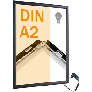 Sprintis Klapprahmen 25 mm Profil, DIN A2, schwarz, Aluminium, mit LED-Beleuchtung