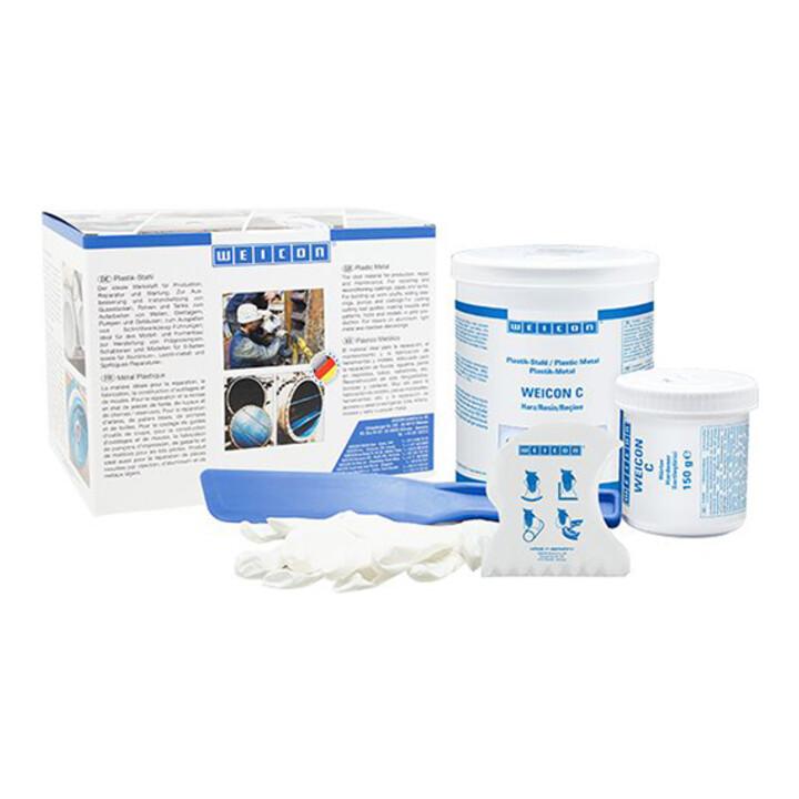 WEICON C, aluminiumgefülltes Epoxidharz-System für Reparatur und Formgebung, 2 kg, grau (10100020)