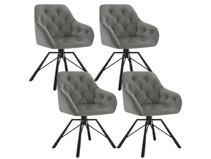 WOLTU Drehbare Esszimmerstühle 4er set, mit Armlehnen Metallbeinen Küchenstühle gepolstert, Samtbezug, für Schlafzimmer Küche Wohnzimmer, Dunkelgrau